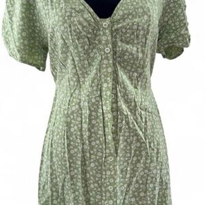 Madewell Sage Green Floral Button-Down Dress